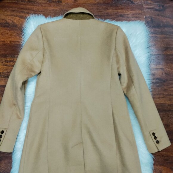 Brooks Brothers Wool Blend Camel Colored Fully Lined Long Overcoat Size 2 - Picture 6 of 15